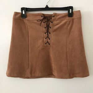 Suede lace up skirt